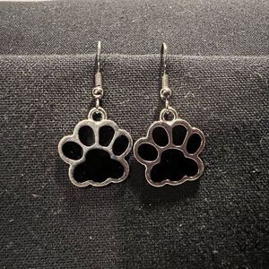 Black Paw Print Earrings
